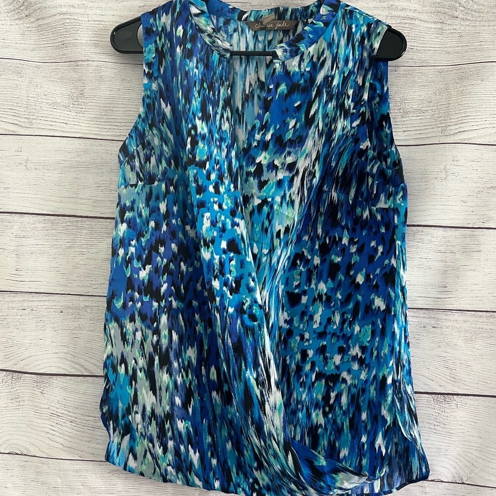 Charlie Jade No Sleeve Shell Sleeveless Drape Blouse
